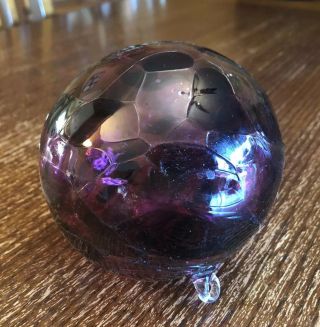 Hand Blown Art Glass Witches Ball Ornament Purple 4 "