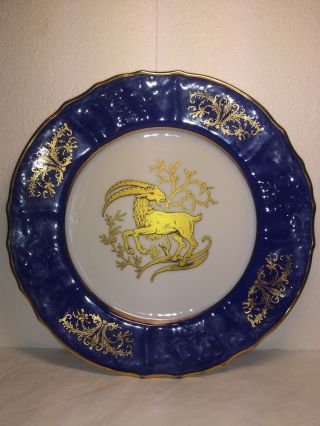 Bernadotte Porcelain Fine De Boheme Steinbock Goat Golden Porcelain Hang Plate