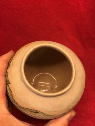 Vtg NEMADJI SW Indian Pottery VASE Mission Swirl Native Clay Green Orange 5” Art 5