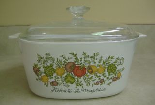 Vintage Corning Ware " Spice Of Life " 3 Qt.  Casserole With Pyrex Lid Ex.  Con.