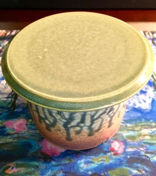 VTG Celadon & Gold Hand Glazed Ceramic Stoneware French Butter Keeper Crock 7