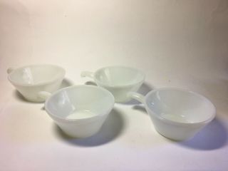 Anchor Hocking Milk Glass Fire King 240 Chili Soup Bowls Set Of 4 Vintage
