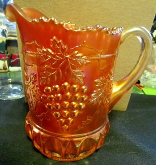 Pretty Antique Northwood Glass Co Marigold Grape & Cable Water Pitcher