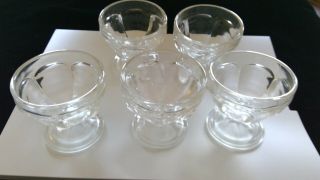 Set Of 5 Vintage Federal Clear Glass Footed Ice Cream Sherbet Dessert Bowl Dish