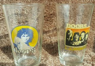 Jim Morrison / The Doors Set Of 2 Vintage Drinking Glasses Musical Collectibles