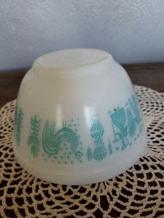Vintage PYREX Mixing Bowl TURQUOISE on WHITE Amish Butterprint 1 1/2 Pint 401 3