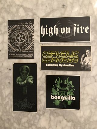 Metal Relapse 5 Vintage Sticker Set - Bongzilla Today Is The Day High On Fire