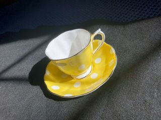 Royal Albert Tea Cup And Saucer,  Yellow Polka Dot,  Vintage