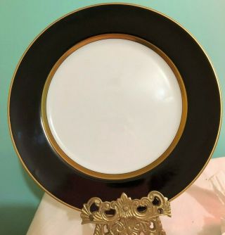 Fitz Floyd Renaissance Black On White Dinner Plate Porcelain Gold Trim