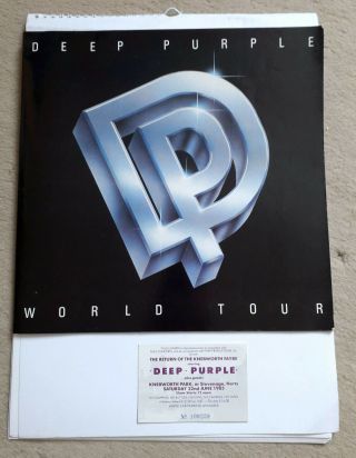 Deep Purple 1984/85 World Tour Programme With Knebworth Ticket June 1985