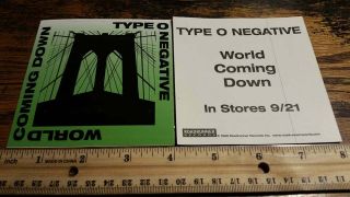 Type O Negative World Coming Down Promo Sticker 1999 Peter Steele Danzig Prong