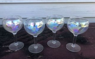 Set Of 4 Vintage Iridescent Glasses Stemware Cordial/after Dinner/port Wine Etc