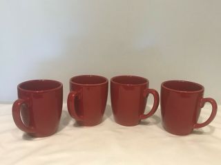 Set Of 4 Corelle Coordinates Stoneware Red Coffee Cup Mug 12 Oz R21b