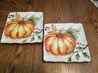 Maxera Set Of 2 Pumpkin Dinner Plates Autumn/fall Decor