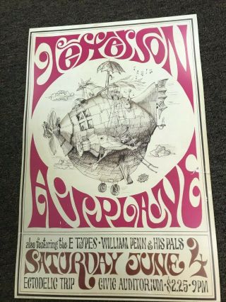 Jefferson Airplane 1966 Cardstock Concert Poster 12 " X 18 "