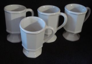 Pfaltzgraff White Heritage Footed Pedestal Coffee Cups/mugs Set Of Four