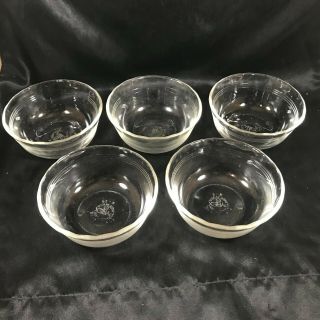 Set Of 5 Vintage Pyrex Clear Glass 464 Custard Cups Dessert Bowls Ramekin 10oz
