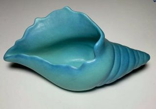 Vintage 1950 Van Briggle Colorado Springs Conch Shell Bowl Vase Turquoise Blue