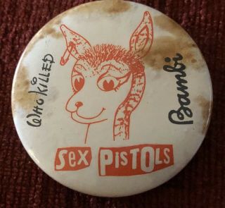 Sex Pistols Who Killed Bambi Badge Vintage 40mm Punk Badge Pin