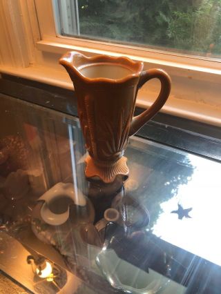 Vintage Greentown Chocolate Slag Glass Cactus Creamer Pitcher,  5 " No Lid