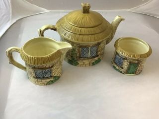 Sylva Ceramics Staffordshire England Cottage Ware Teapot Jam Jar Creamer
