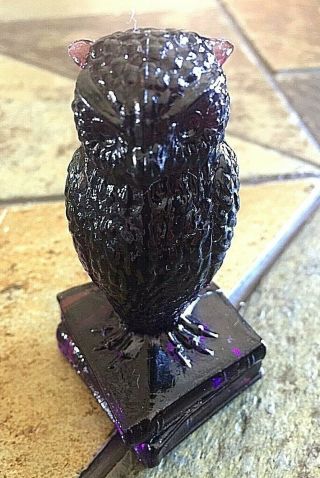 Degenhart Glass Owl Figurine Purple Paperweight