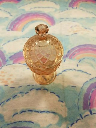 Vintage Depression Glass Tiny Decorative Honeycomb Candy/Nut Dish with Lid Pink 2