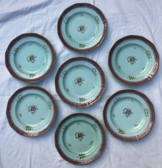 Set Of 7 Vintage Adams English Ironstone Calyx Ware Lowestoft 10” Dinner Plates