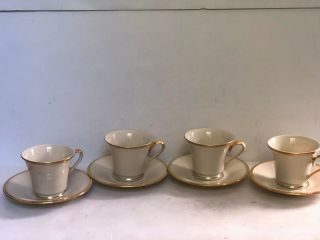 Lenox Eternal Cups Saucers Set Of 4 With Gold Trim