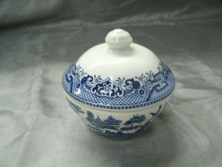 Churchill Blue Willow Sugar Bowl With Lid Or Base Is Open Bowl Georgian England
