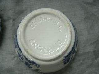 Churchill BLUE WILLOW Sugar Bowl with Lid or Base is Open Bowl Georgian England 3