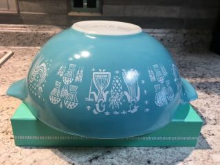 Vintage Pyrex Amish Butterprint Turquoise 4 Qt Cinderella Bowl 444