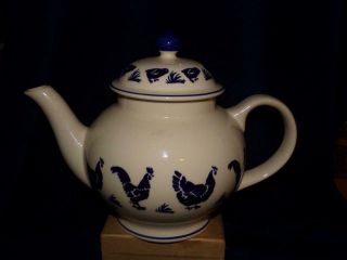 Vintage Emma Bridgewater Blue Hen Tea Pot With Lid - Made In England