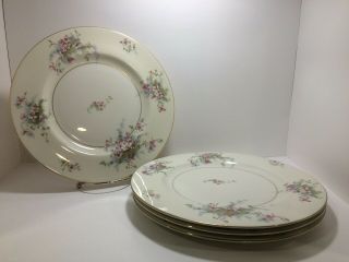 Set Of 4 Haviland China " Apple Blossom " 11 " Dinner Plates W/ Gold Rim (wc)
