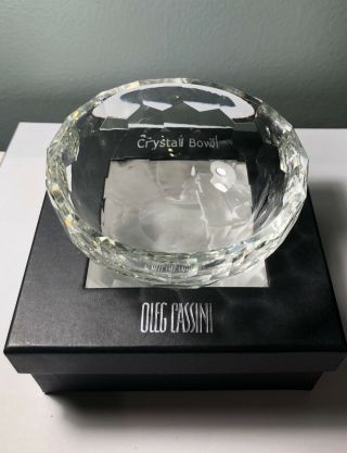 Oleg Cassini Crystal Bowl Astor 4.  5” Satin Lined Box Small Trinket Or Candy Dish