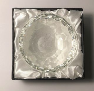 Oleg Cassini Crystal Bowl Astor 4.  5” Satin Lined Box Small Trinket or Candy Dish 3