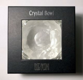 Oleg Cassini Crystal Bowl Astor 4.  5” Satin Lined Box Small Trinket or Candy Dish 5