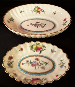 Spode Trapnell Set Of Two 7 3/4 " And 5 1/2 " Fluted Oval Dish - England