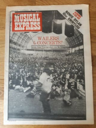 Nme Newspaper January 10th 1976 Bob Marley 5 Concerts Cover