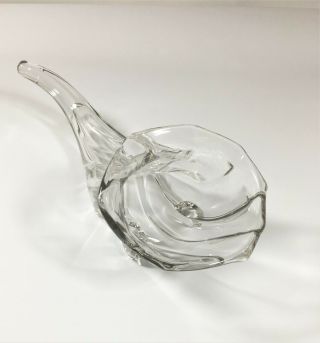 Vintage Clear Glass Cornucopia Horn of Plenty Footed Table Centerpiece 13 Inches 4
