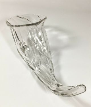 Vintage Clear Glass Cornucopia Horn of Plenty Footed Table Centerpiece 13 Inches 5