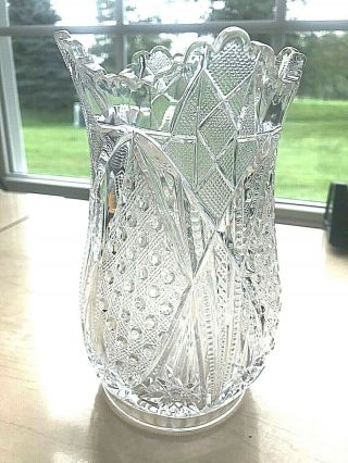 Antique Eapg Glass Celery Vase Sunbeam Pattern Mckee & Bros.  1898