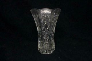 Vintage Cut Glass Vase - 10.  5 " Tall Star & Diamond Pattern