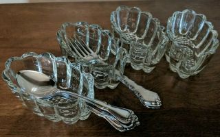 Set Of 4 Princess House Crystal Fork Spoon Holders Buffet