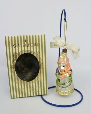 Waterford Holiday Heirlooms Bunny Sweatheart Blown Glass Ornament 5.  5 " W/ Box