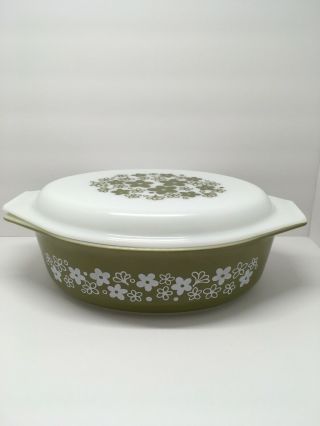 Vintage Pyrex Spring Blossom Crazy Daisy 2 1/2 Qt Oval Casserole With Lid 045 Ec