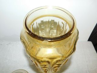 Vintage Large LE Smith Amber Glass Canister Atterbury Scroll 3