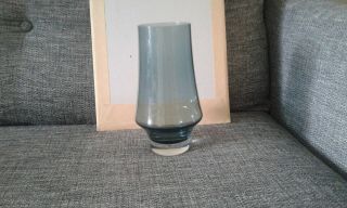 Riihimaki Lasi Oy 1374 Mid Century Scandinavian Art Glass Vase Smokey Blue/grey