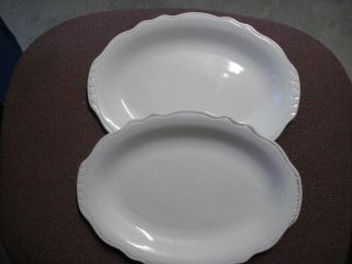 2 Vintage Homer Laughlin China White Serving Platter Fluted Edge Gold Eed - 1
