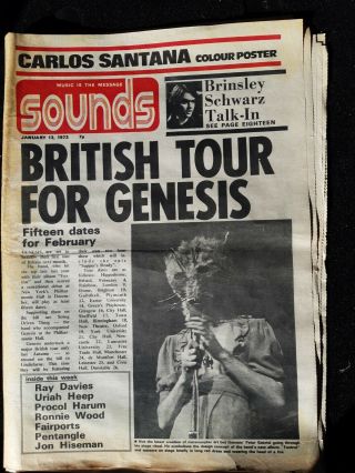Sounds Music Newspaper January 13th 1973 British Tour For Genesis